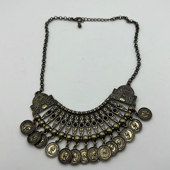 Coin chocker cleopatra style statement necklace costume boho indie unique - Picture 1 of 12